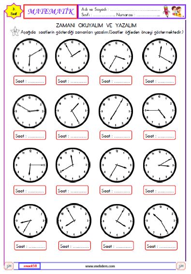 3. Sınıf Matematik Zamanı Okuyalım ve Yazalım Etkinliği 3