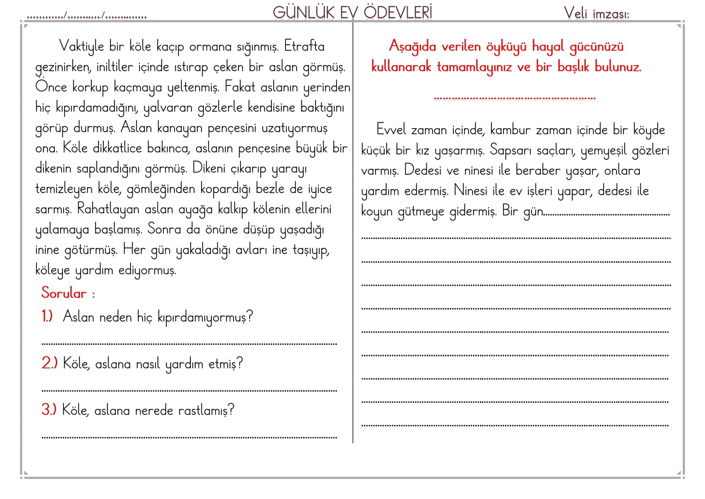 1.Sınıf 18 Şubat 2025 Günlük Ev Ödevi