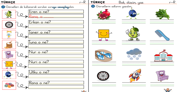 1. Sınıf İlk Okuma Yazma R-r Sesi Görsel Dikte ve O Ne? Etkinliği
