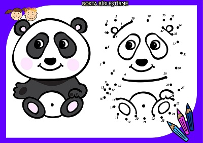 Sevimli panda nokta birleştirme etkinliği