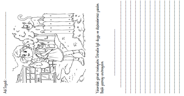 1. Sınıf Türkçe Görsel Yazı ve Boyama Çalışması 1