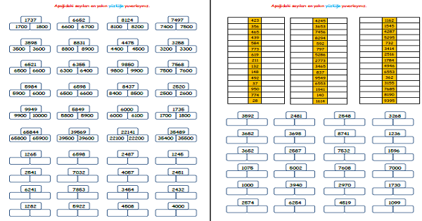 4. Sınıf Matematik Onluğa ve Yüzlüğe Yuvarlama 2