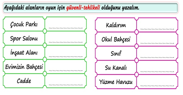 2.Sınıf Hayat Bilgisi Oyun Araçları Etkinliği