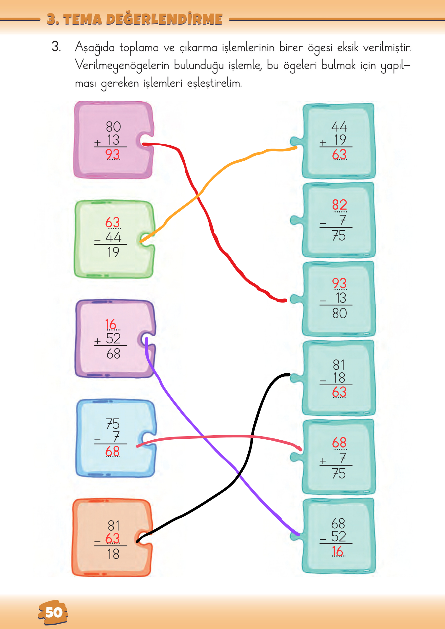 2. Sınıf Matematik Meb Yayınları 3. Tema Değerlendirmesi Cevapları