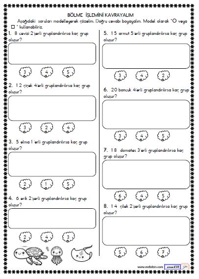 2. Sınıf Matematik Bölme İşlemini Kavrayalım Etkinliği 4