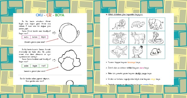 1.Sınıf Türkçe Oku-Çiz-Boya Etkinliği - 8