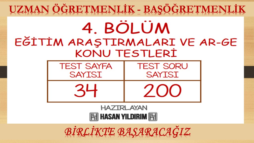 Uzman Öğretmenlik ve Başöğretmenlik Konu Testleri - 4. Bölüm (Tek PDF)