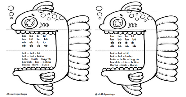 1.Sınıf İlk Okuma Yazma (B-b Sesi) Balık Aç-Kapa Boyama-Okuma Etkinliği