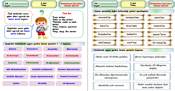 2.Sınıf Türkçe Kesme İşareti Etkinliği-1