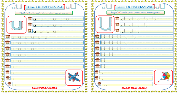 1. Sınıf İlk Okuma Yazma U Sesi Yazma Çalışmaları