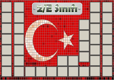 Model 54, 2E şubesi için Türk bayraklı fotoğraf eklemeli kapı süslemesi - 40 öğrencilik