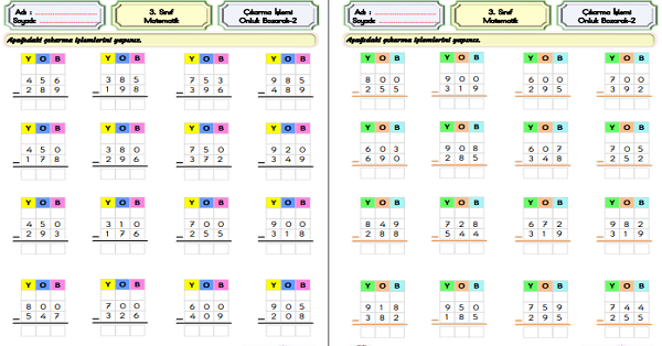 3.Sınıf Matematik Çıkarma İşlemi-Onluk Bozarak-2