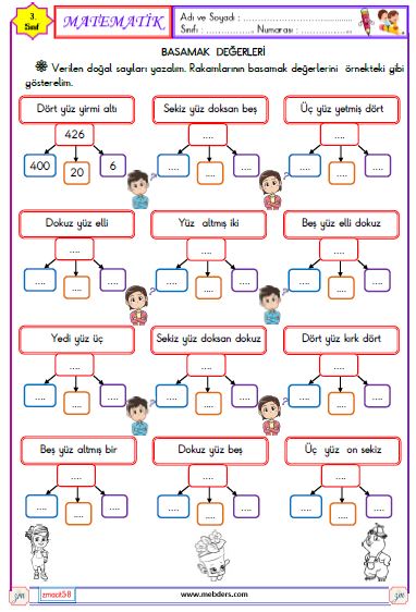 3. Sınıf Matematik Basamak Değerleri Etkinliği 1