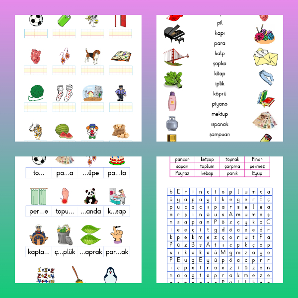 1. Sınıf İlk Okuma Yazma (P - p Sesi) Etkinlikleri (4 Sayfa)