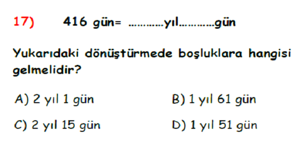 4.Sınıf Matematik Zaman Ölçüleri Yaprak Test-7