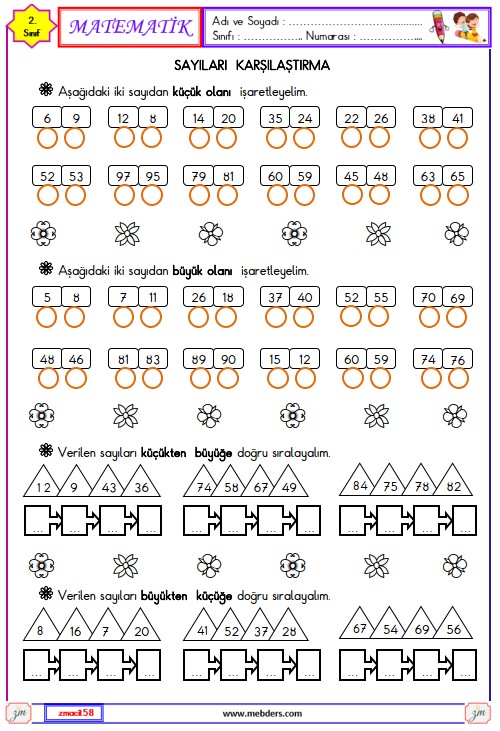 2. Sınıf Matematik Sayıları Karşılaştırma Etkinliği 1