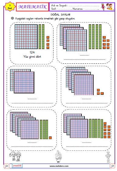 3. Sınıf Matematik Doğal Sayıları Okuma ve Yazma Etkinliği 3