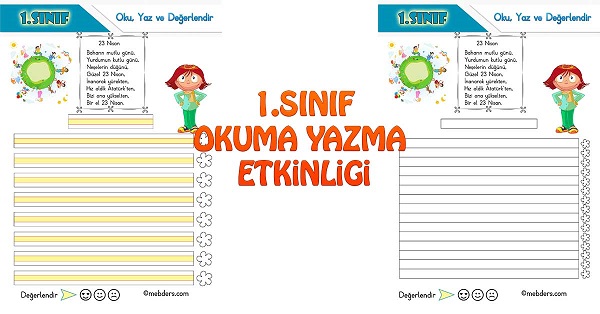 1.Sınıf Türkçe Oku, Yaz ve Değerlendir Etkinliği 1 (23 Nisan)