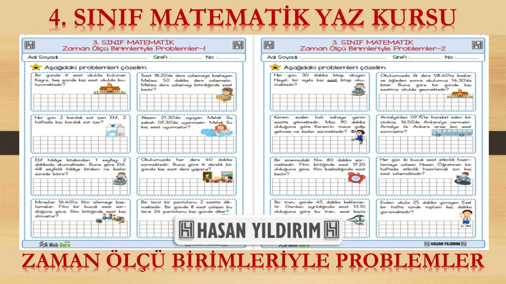 4.Sınıf Matematik Yaz Kursu - Zaman Ölçü Birimleriyle Problemler (3.Sınıf Tekrarı)