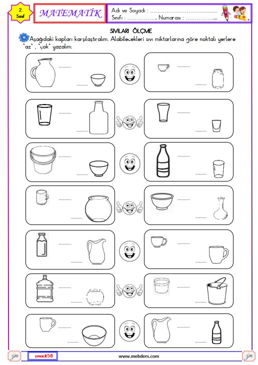 2. Sınıf Matematik Sıvıları Ölçme Etkinliği 4