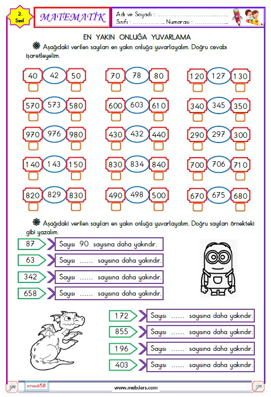 3. Sınıf Matematik Yuvarlama Etkinliği 1