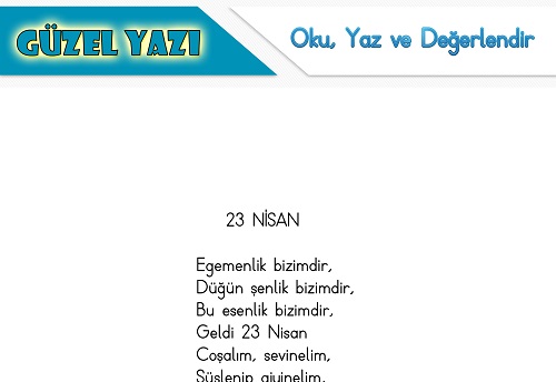 Şiir oku yaz değerlendir etkinliği - 23 Nisan 3