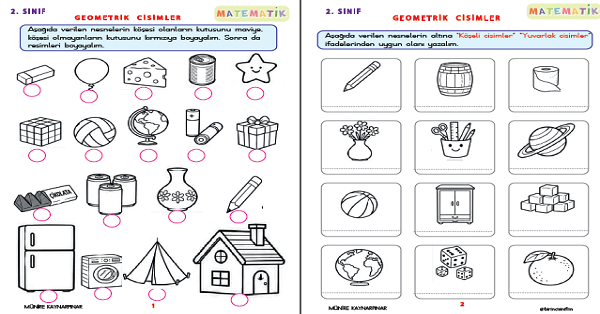 2. Sınıf Matematik Geometrik Cisimler Çalışmaları
