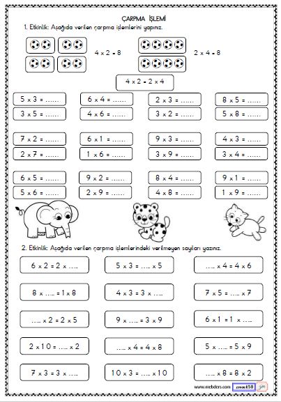 2. Sınıf Matematik Çarpma İşlemi Etikinliği 9