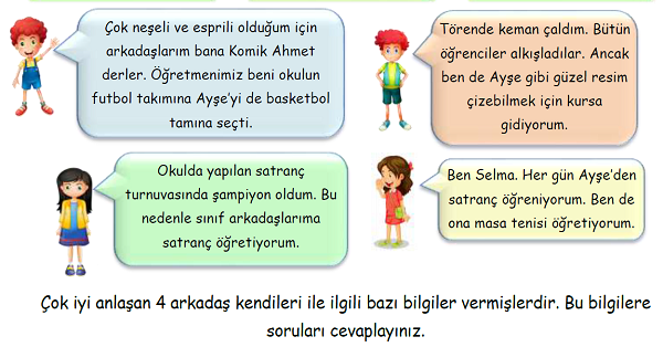 3.Sınıf Hayat Bilgisi Hayat Güçlü Yönlerimiz, İlgi Alanlarımız Yeni Nesil Sorular