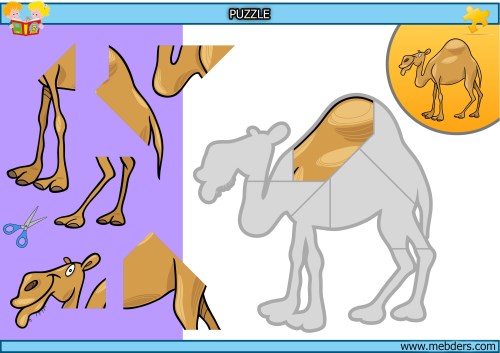 Kes yapıştır deve puzzle etkinlik