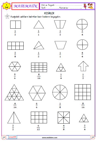 3. Sınıf Matematik Bütün Yarım ve Çeyrek Etkinliği 3