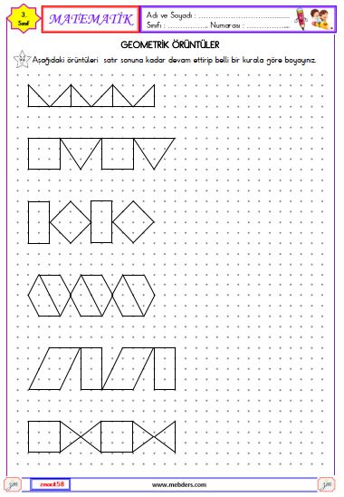 3. Sınıf Matematik Geometrik Örüntüler Etkinliği 1