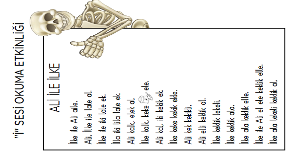 1.Sınıf İlk Okuma Yazma (İ-i Sesi) Okuma Metinleri-İskeletli-2 Farklı Şablon Ve Metin