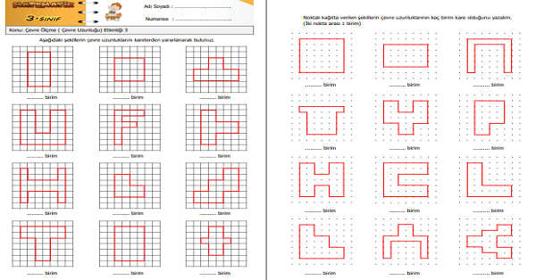 3.Sınıf Matematik Çevre Ölçme ( Çevre Uzunluğu) Etkinliği 3