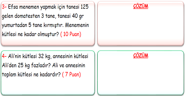 3.Sınıf Matematik Tartma Problemleri-1