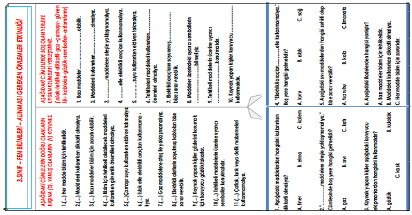 3.Sınıf - Fen Bilimleri Maddelerle Çalışırken Alınması Gereken Güvenlik Önlemleri Etkinliği