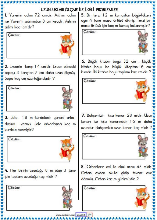 2. Sınıf Matematik Uzunluk Ölçme İle İlgili Problemler Etkinliği 5