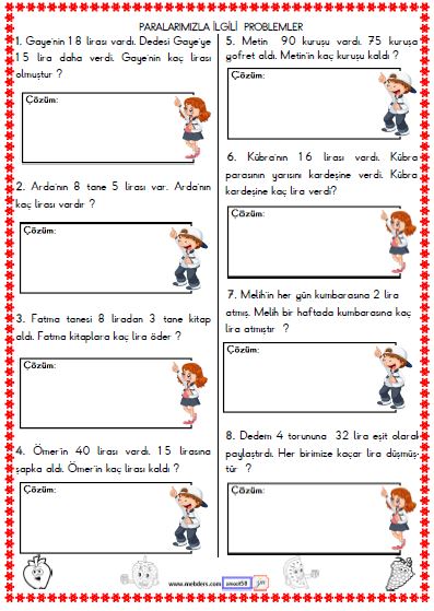 2. Sınıf Matematik Para Problemleri Etkinliği 1