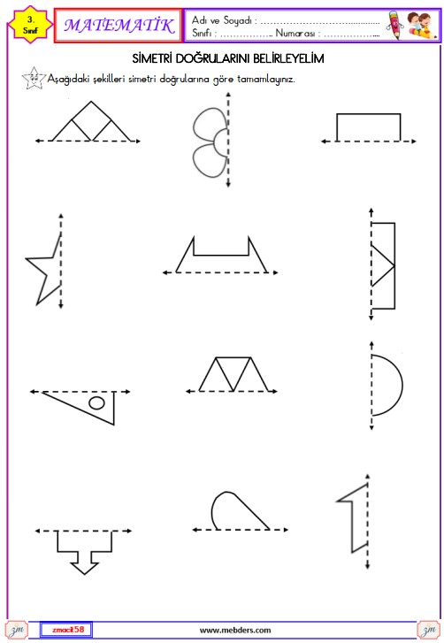 3. Sınıf Matematik Simetrilerini Çizelim Etkinliği 1