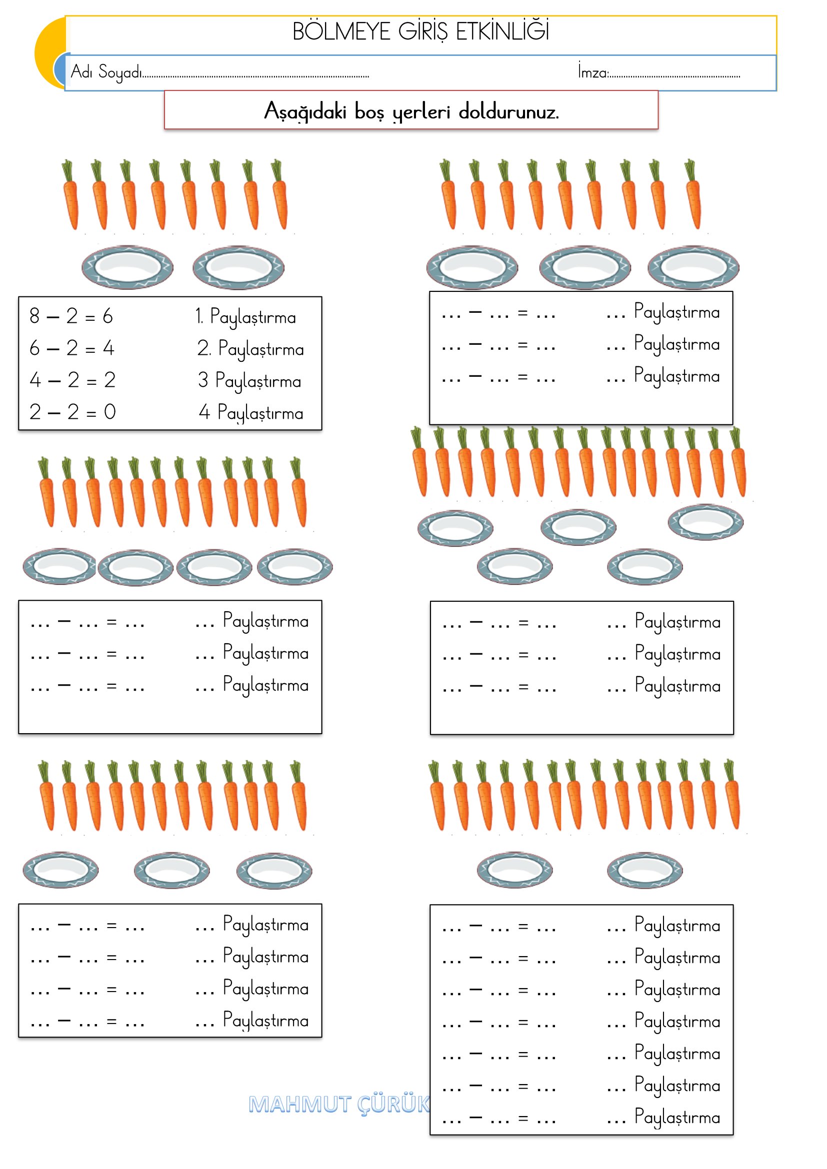 2.Sınıf - Matematik - Bölmeye Giriş Etkinliği-2
