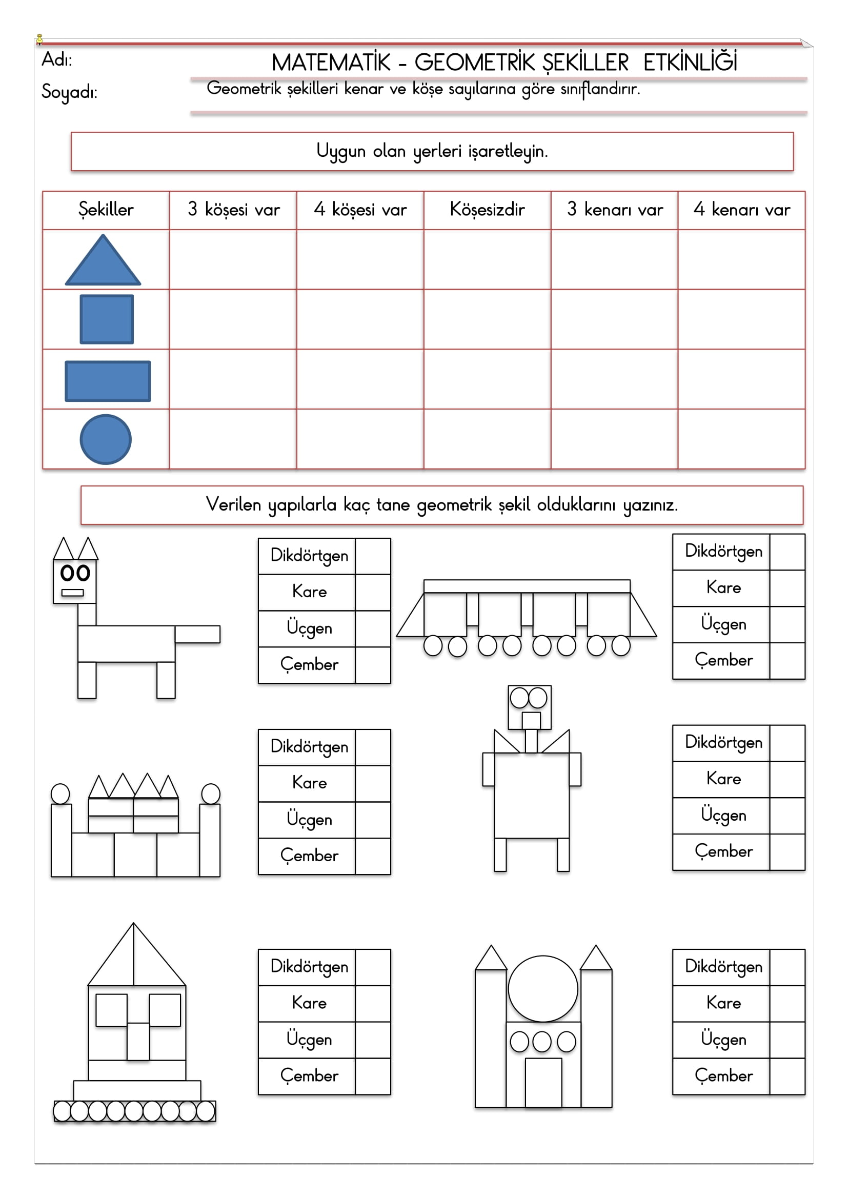2.Sınıf - Matematik - Geometrik Şekiller Etkinliği
