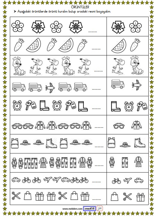 1. Sınıf Matematik Örüntüler Etkinliği 5