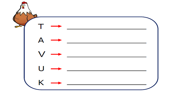 1.Sınıf Türkçe Sözcük Çalışması Etkinliği 6