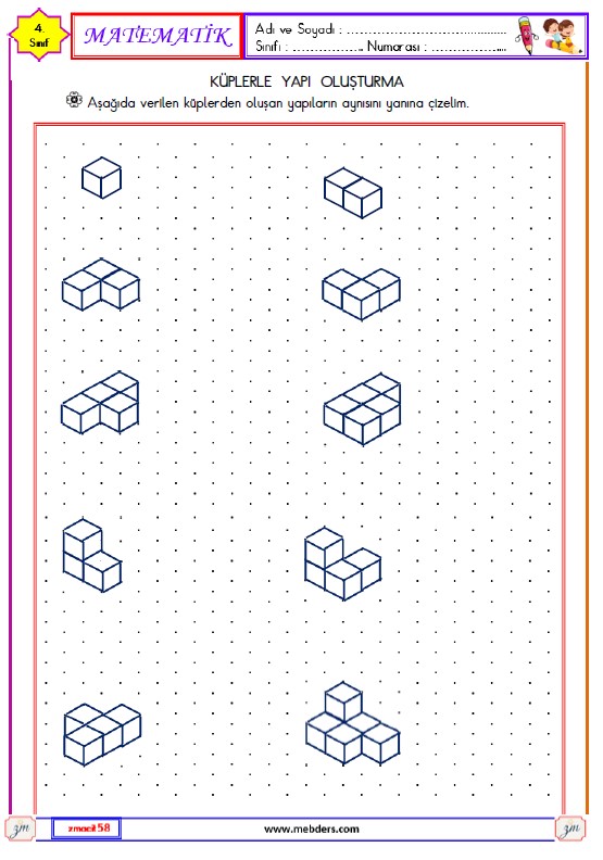 4. Sınıf Matematik Küplerle Yapı Oluşturma Etkinliği 3