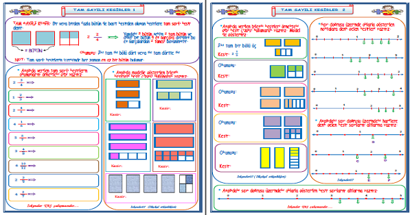 4. Sınıf Matematik Tam Sayılı Kesirler Çalışması