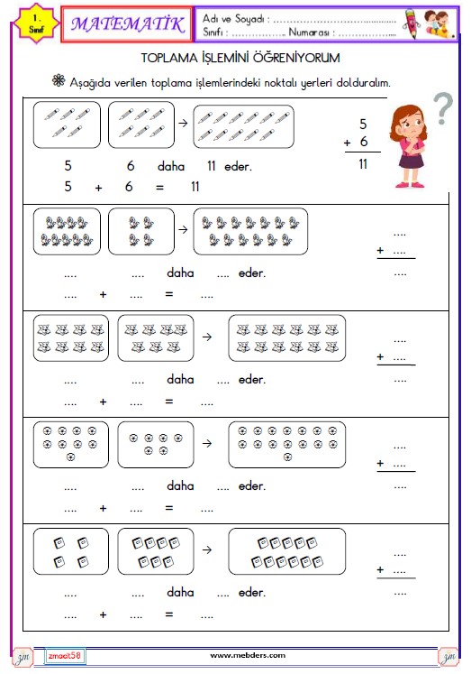 1. Sınıf Matematik Toplama İşlemini Öğreniyorum Etkinliği 2