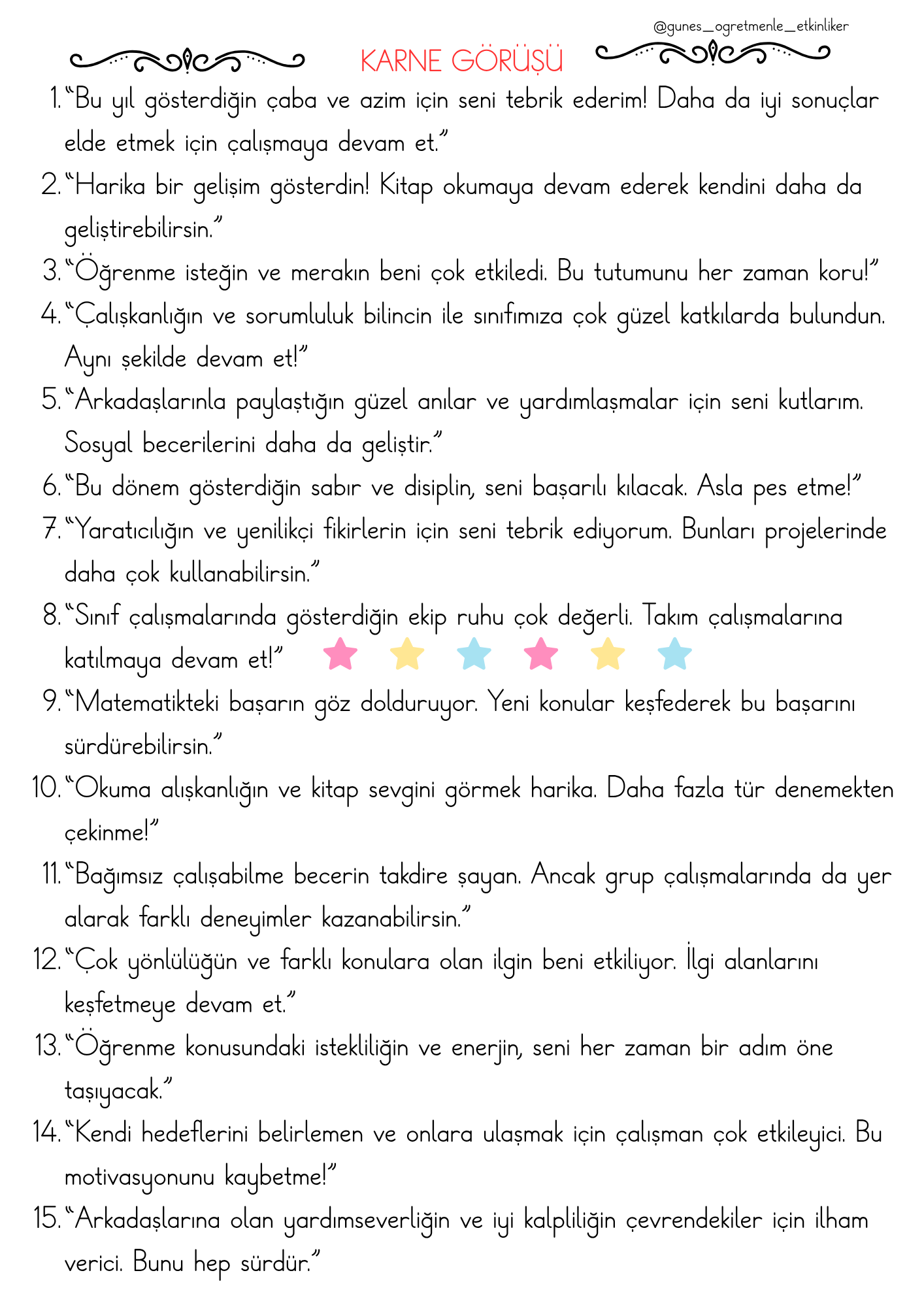 Öğretmen Karne Görüşü