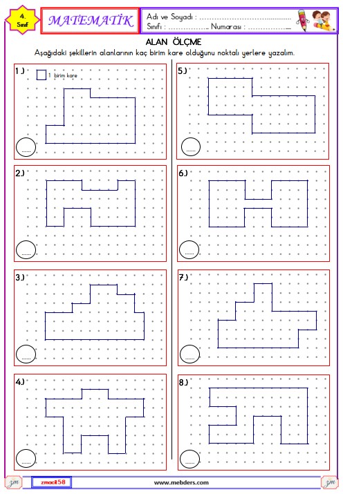 4. Sınıf Matematik Alan Ölçme Etkinliği 14