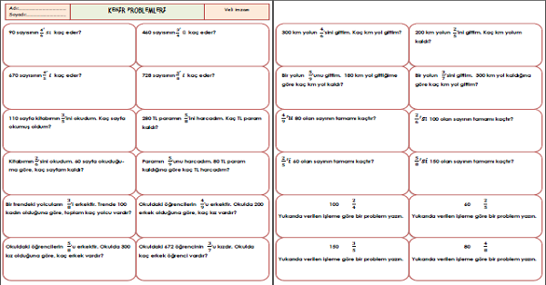 3.Sınıf - Matematik Kesir Problemleri-4