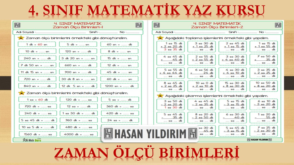 4.Sınıf Matematik Yaz Kursu - Zaman Ölçü Birimleri (4.Sınıfa Hazırlık)